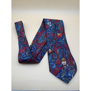 Vintage 1993 Looney Tunes Mania Paisley Tie Bugs Bunny Elmer Fudd Red Blue